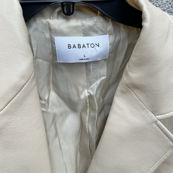 Aritzia Babaton Smith Leather Blazer in Sand White NWT! New with Tags! - Picture 8 of 14